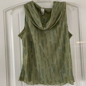 UTILITY Shades of Green Cowl Neck Sleeveless Top